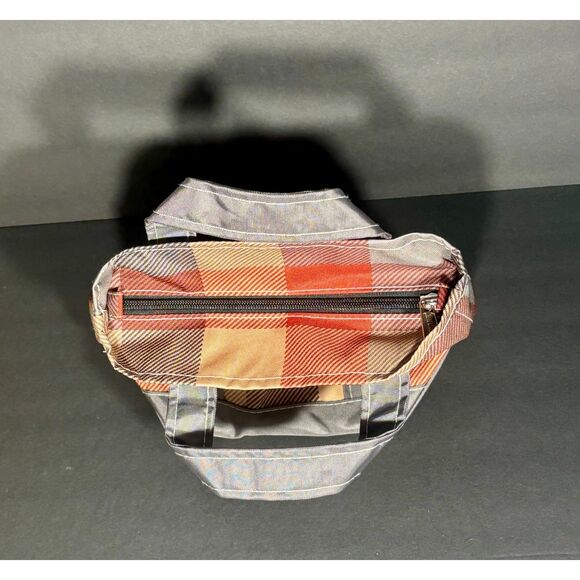 L.L. Bean Plaid Mini Tote Bag Zip Top Small Checkered Handbag Autumn Colors - Picture 2 of 4